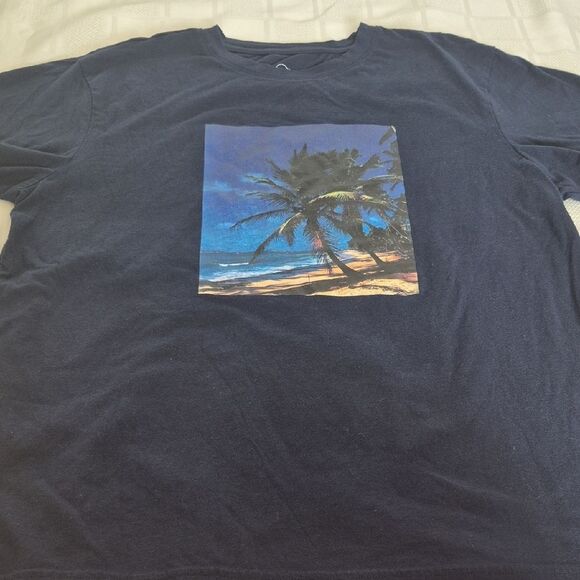 Original Use Navy Blue Tee with Beach Graphic - Picture 15 of 16